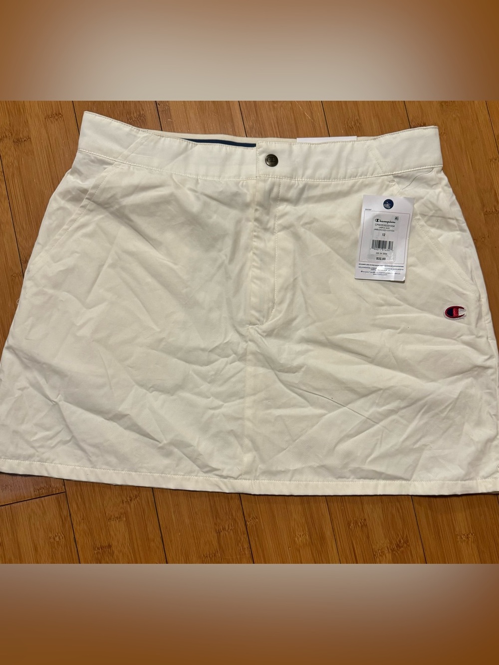 Champion White Mini Skort with Red Logo
